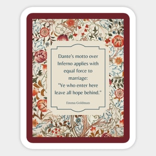 Emma Goldman on Marriage Sticker